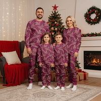 Sweet Pink Monstera Christmas Pajama Set Polynesian Tribal Pattern LT01 - Polynesian Pride