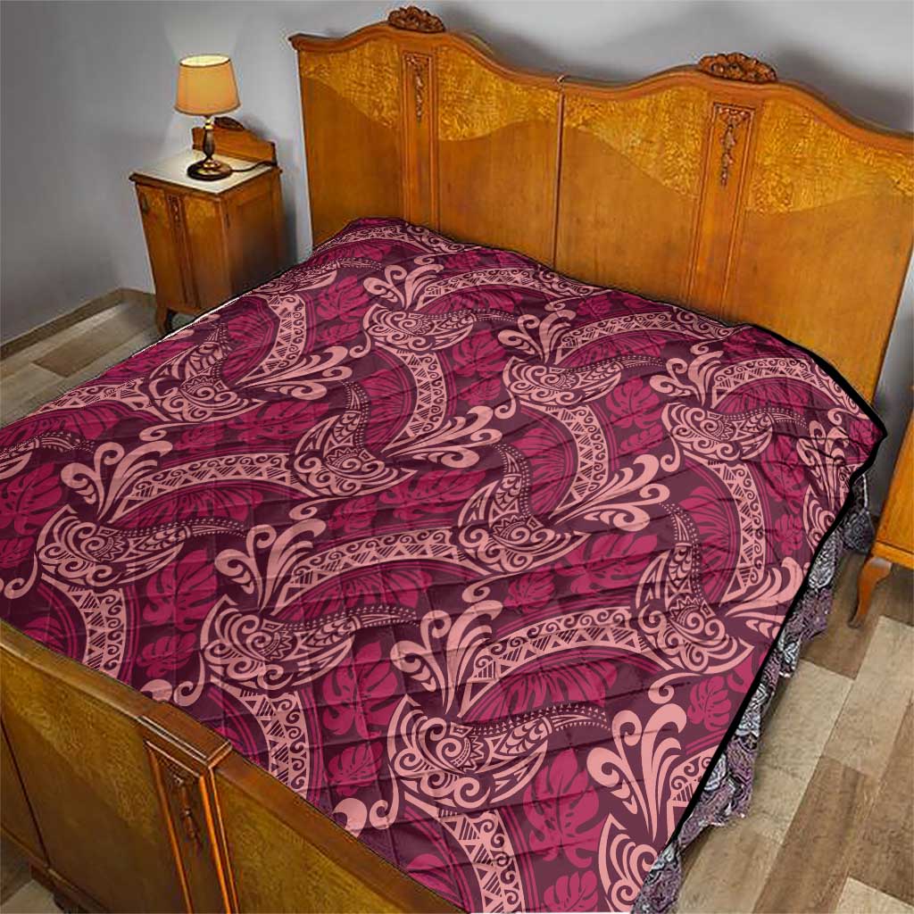 Sweet Pink Monstera Quilt Polynesian Tribal Pattern LT01 - Polynesian Pride