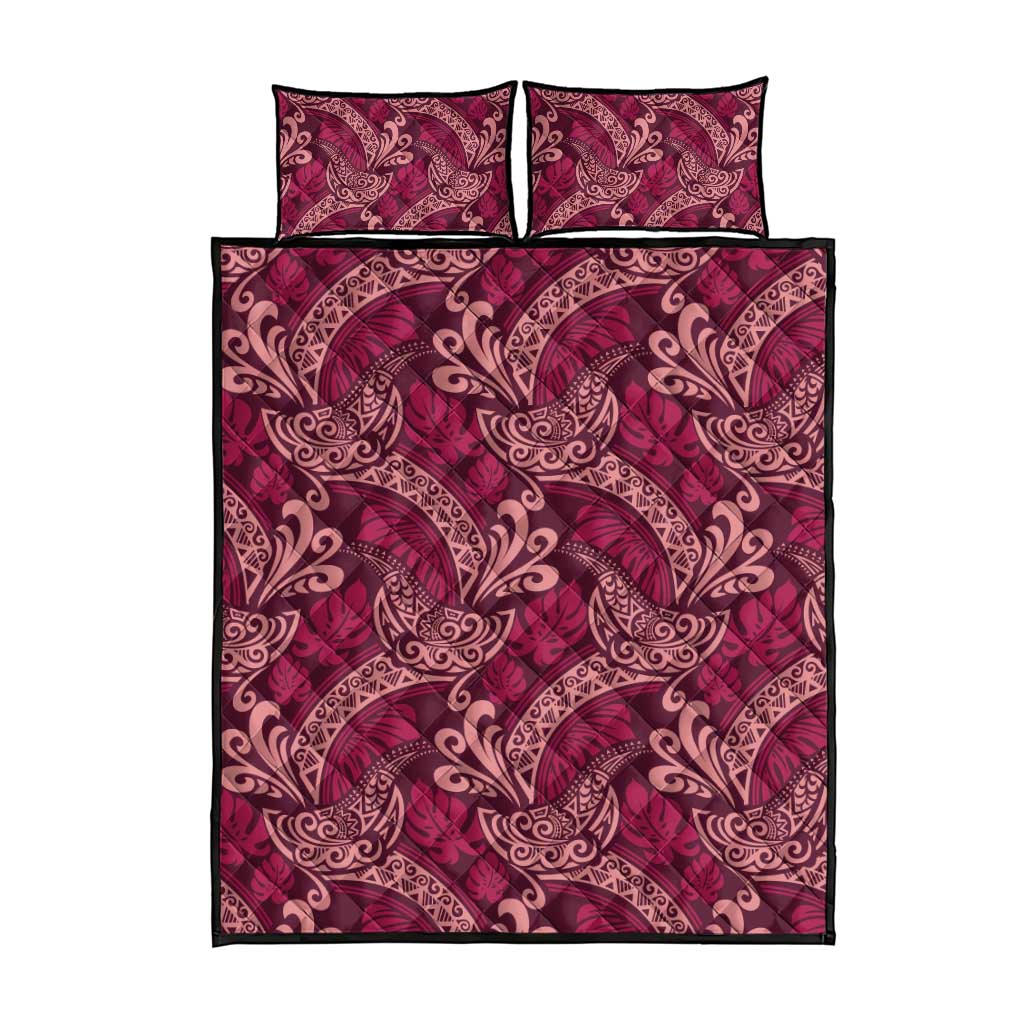 Sweet Pink Monstera Quilt Bed Set Polynesian Tribal Pattern LT01 - Polynesian Pride