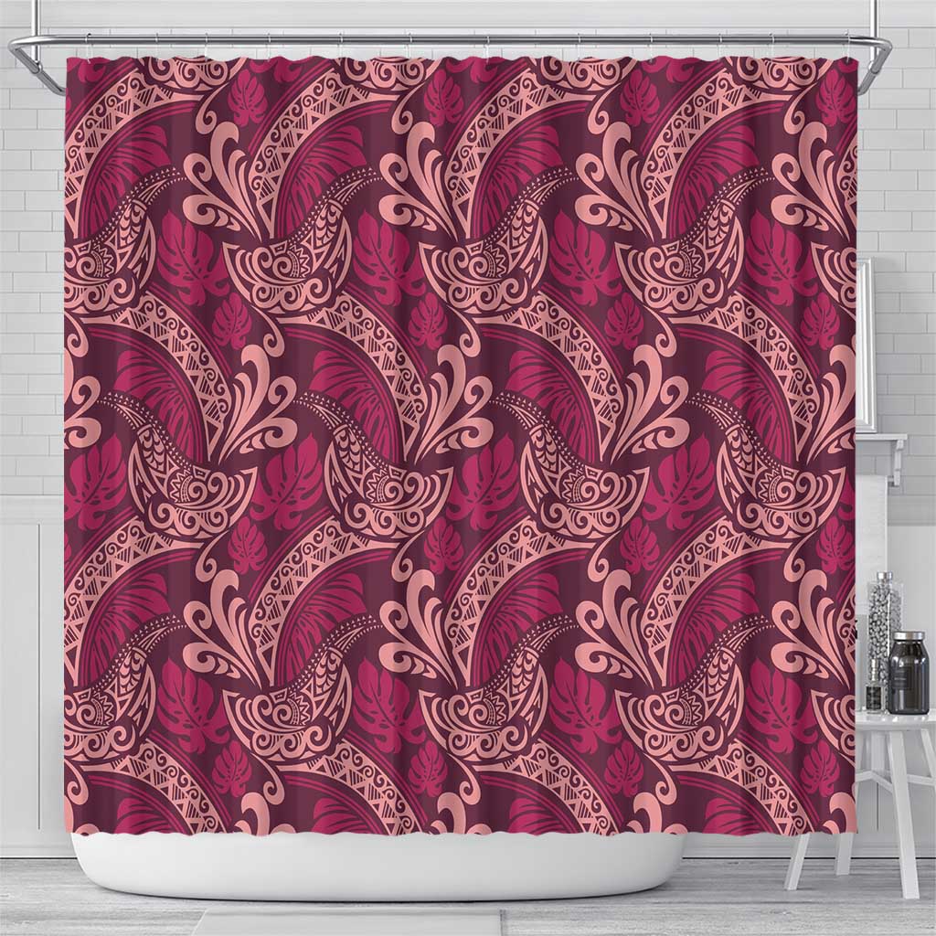 Sweet Pink Monstera Shower Curtain Polynesian Tribal Pattern LT01 - Polynesian Pride