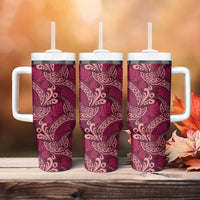 Sweet Pink Monstera Tumbler With Handle Polynesian Tribal Pattern LT01 - Polynesian Pride
