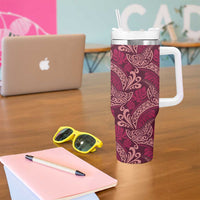 Sweet Pink Monstera Tumbler With Handle Polynesian Tribal Pattern LT01 - Polynesian Pride