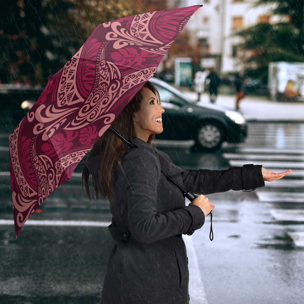 Sweet Pink Monstera Umbrella Polynesian Tribal Pattern LT01 - Polynesian Pride