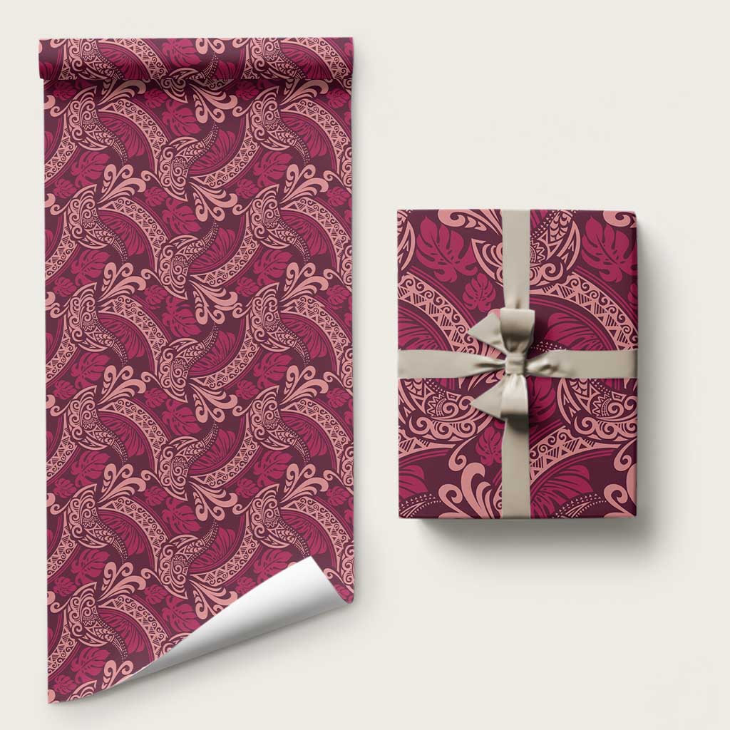 Sweet Pink Monstera Wrapping Paper Polynesian Tribal Pattern LT01 58" × 23" Pink - Polynesian Pride