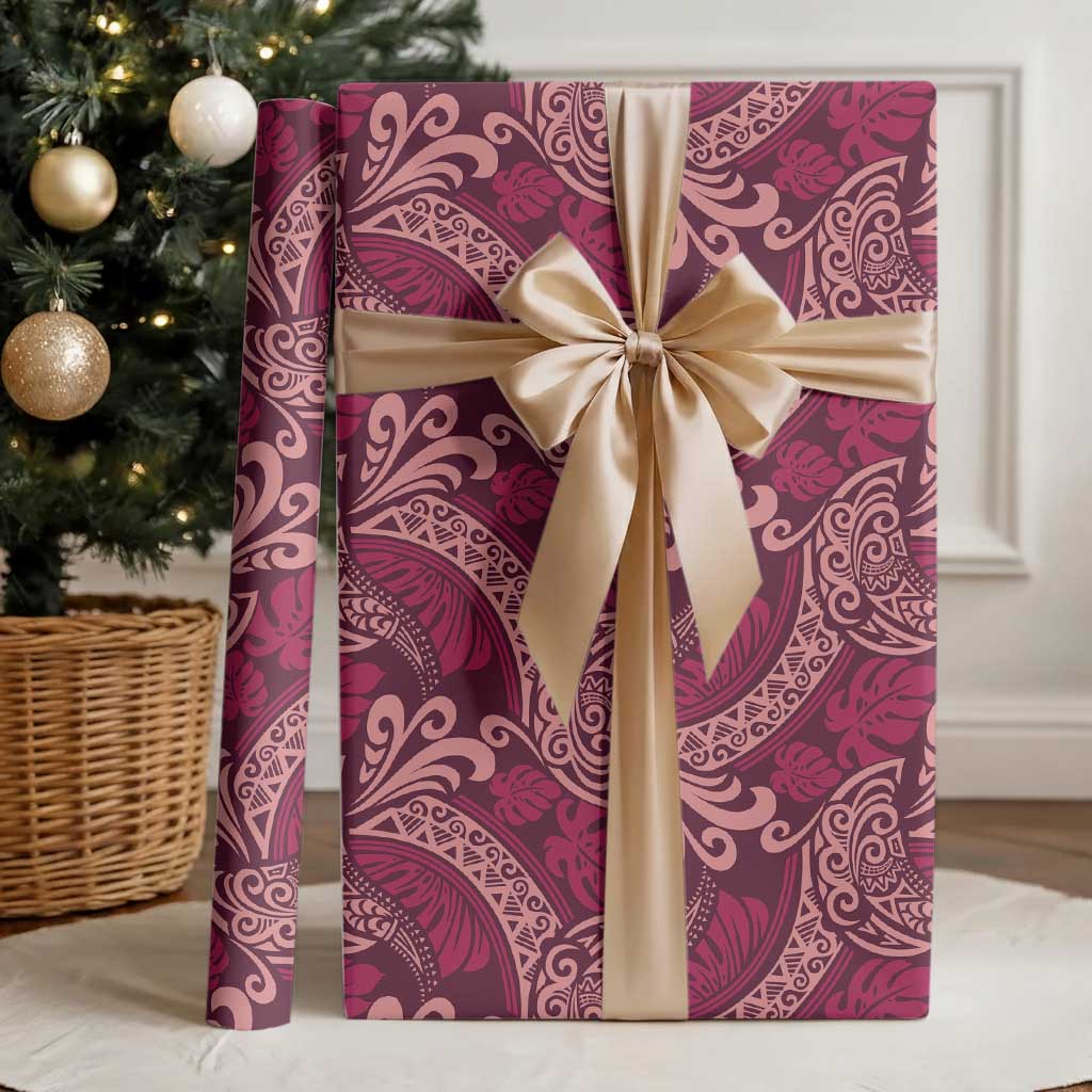 Sweet Pink Monstera Wrapping Paper Polynesian Tribal Pattern LT01 - Polynesian Pride