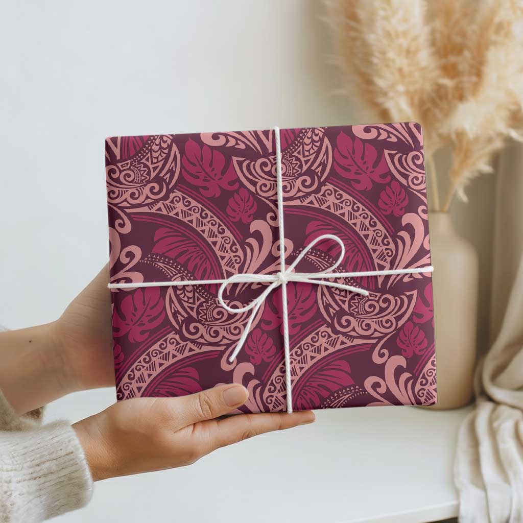 Sweet Pink Monstera Wrapping Paper Polynesian Tribal Pattern LT01 - Polynesian Pride
