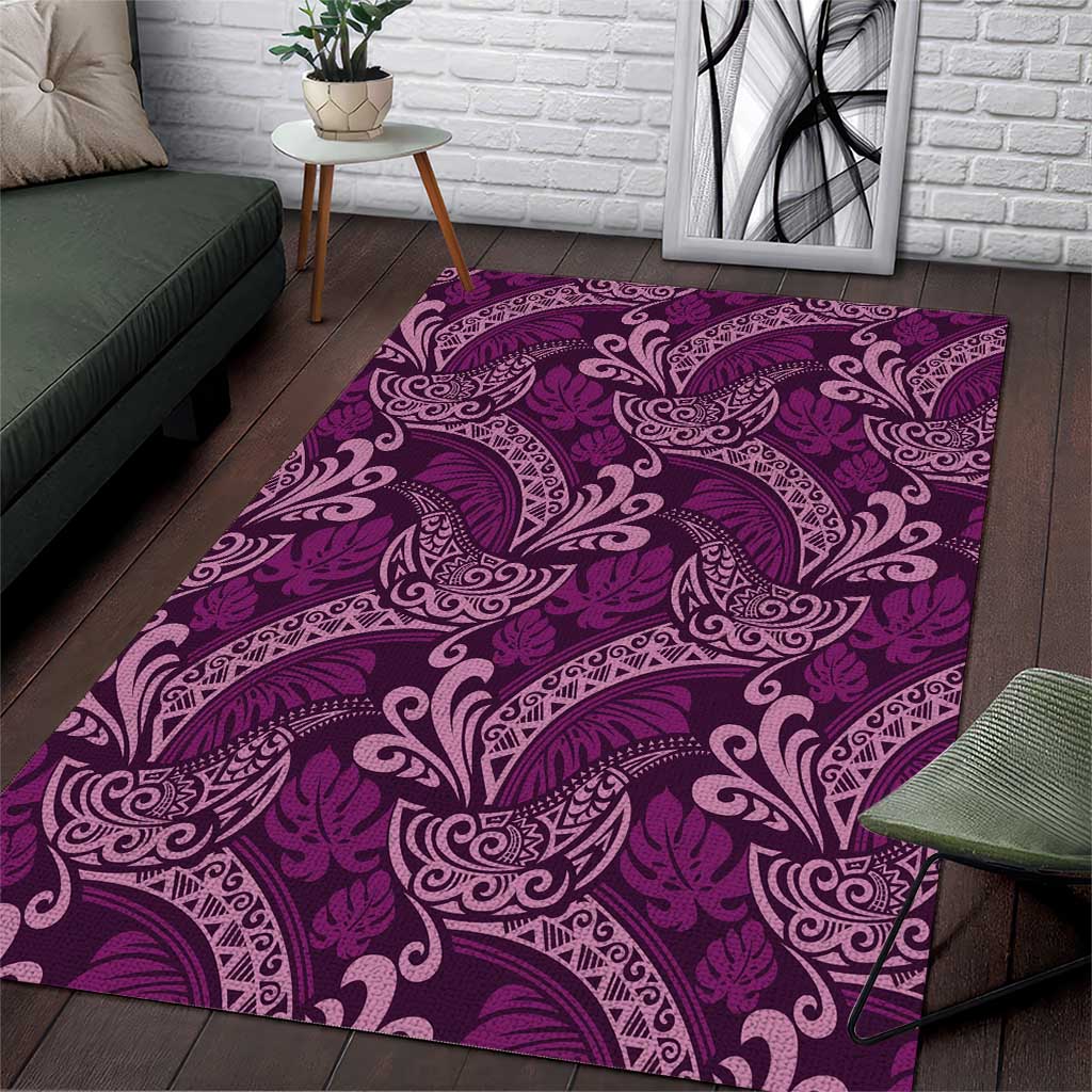 Royal Purple Monstera Area Rug Polynesian Tribal Pattern LT01 Purple - Polynesian Pride