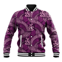 Royal Purple Monstera Baseball Jacket Polynesian Tribal Pattern LT01 Unisex Purple - Polynesian Pride
