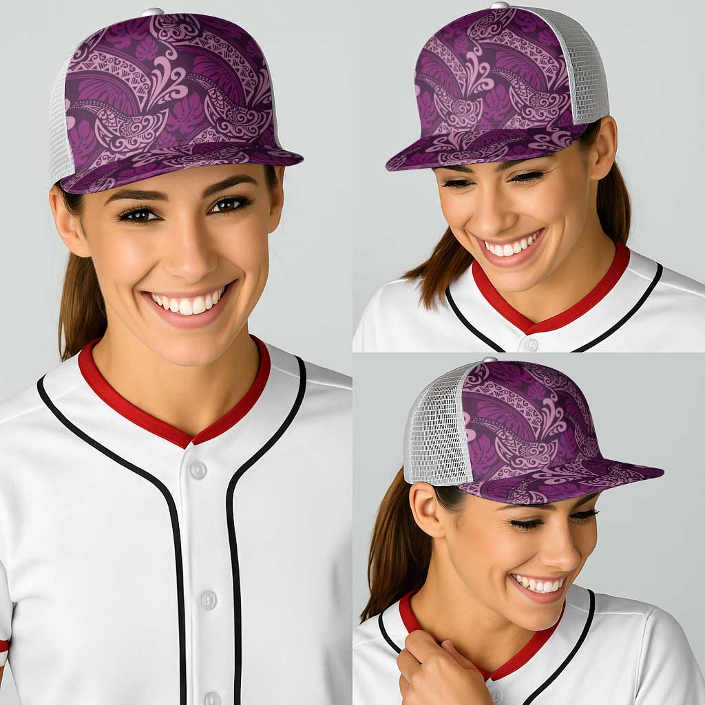Royal Purple Monstera Baseball Net Cap Polynesian Tribal Pattern LT01 - Polynesian Pride
