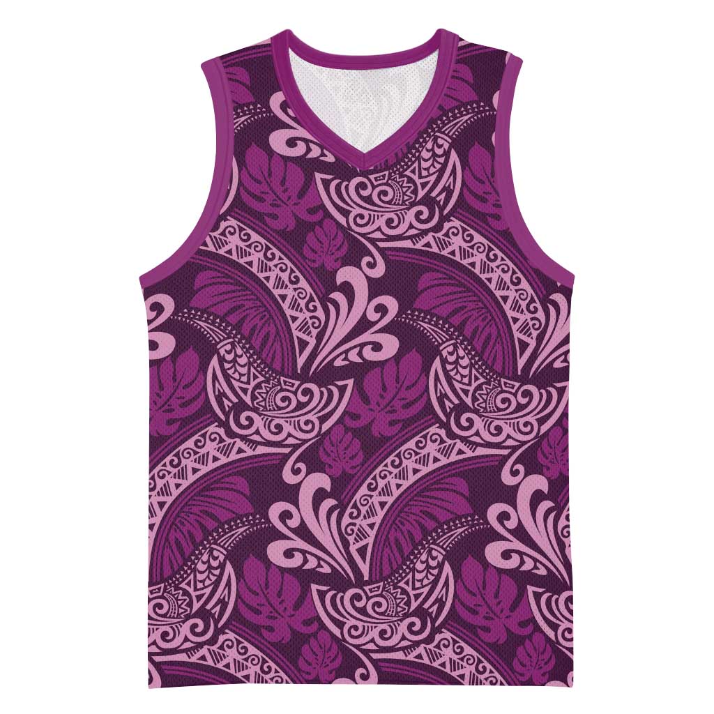 Royal Purple Monstera Basketball Jersey Polynesian Tribal Pattern LT01 Unisex Purple - Polynesian Pride