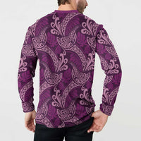 Royal Purple Monstera Button Sweatshirt Polynesian Tribal Pattern LT01 - Polynesian Pride