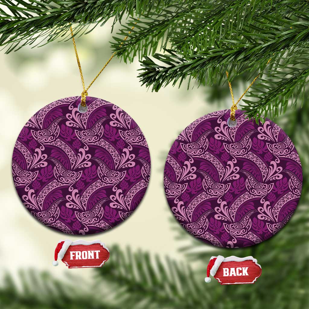 Royal Purple Monstera Ceramic Ornament Polynesian Tribal Pattern LT01 Circle Purple - Polynesian Pride