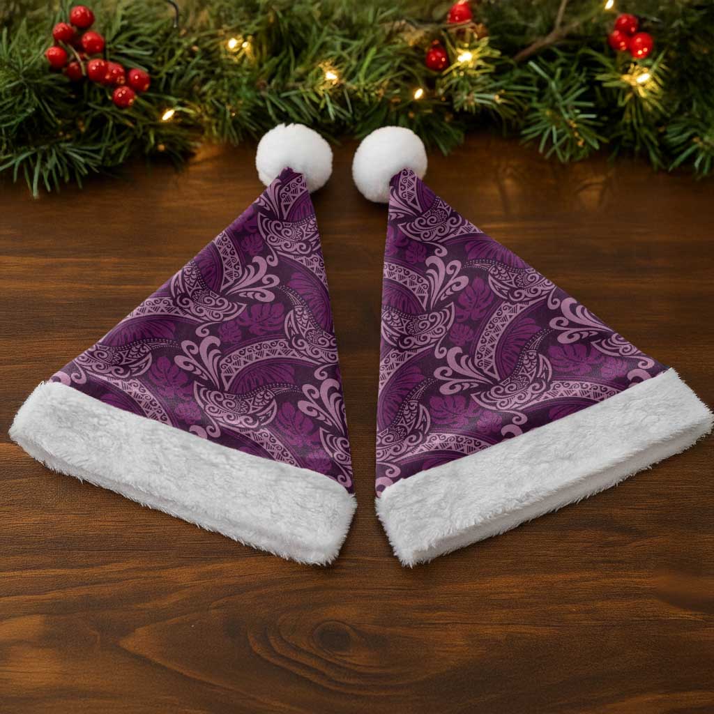 Royal Purple Monstera Christmas Santa Hat Polynesian Tribal Pattern LT01 - Polynesian Pride