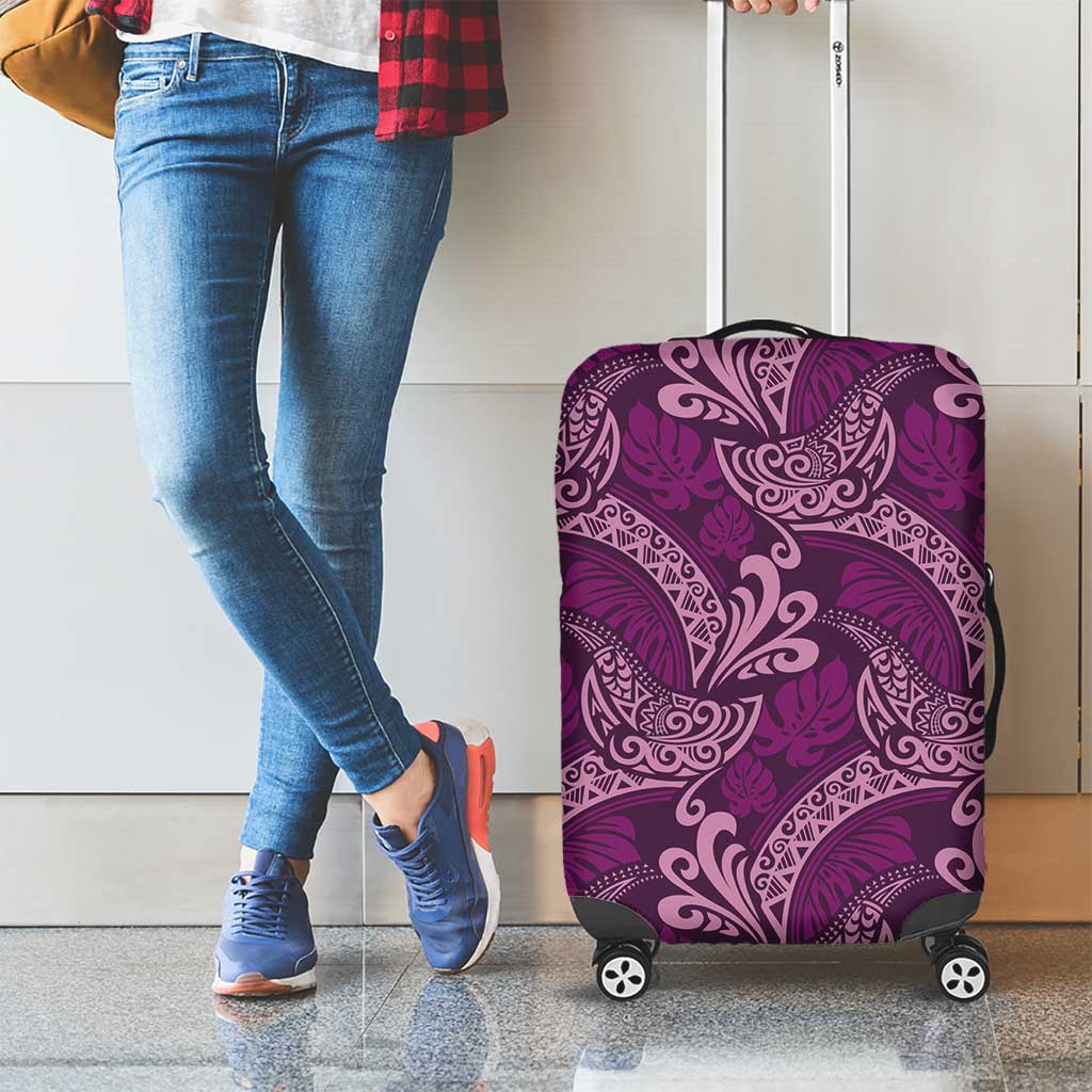Royal Purple Monstera Luggage Cover Polynesian Tribal Pattern LT01 - Polynesian Pride