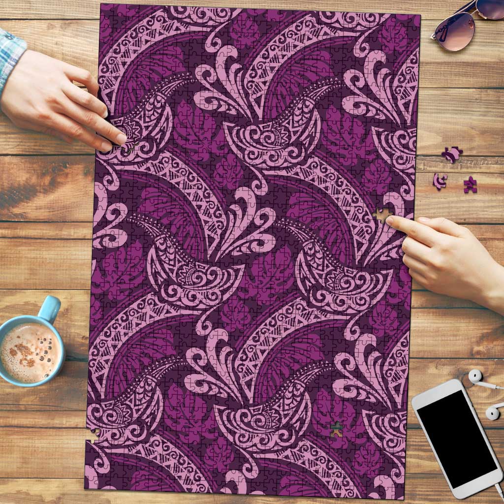 Royal Purple Monstera Puzzle Polynesian Tribal Pattern LT01 Purple - Polynesian Pride