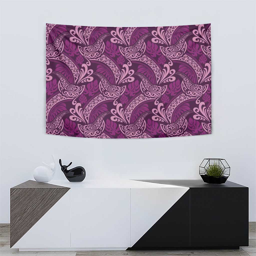 Royal Purple Monstera Tapestry Polynesian Tribal Pattern LT01 - Polynesian Pride