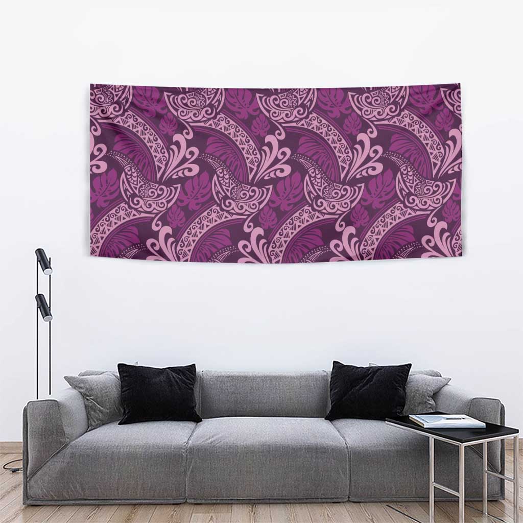 Royal Purple Monstera Tapestry Polynesian Tribal Pattern LT01 - Polynesian Pride