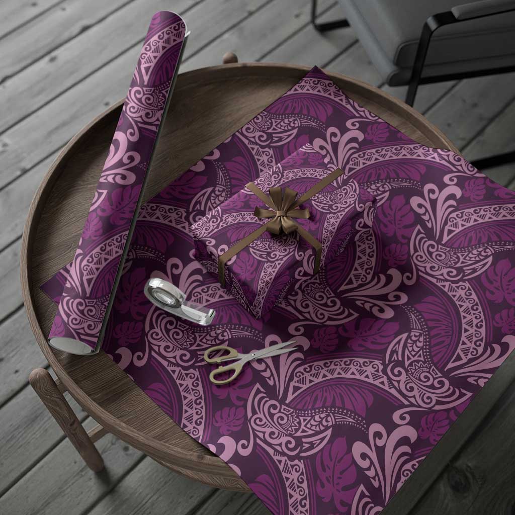 Royal Purple Monstera Wrapping Paper Polynesian Tribal Pattern LT01 - Polynesian Pride