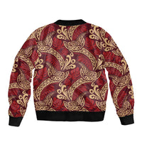 Luxury Red Monstera Bomber Jacket Polynesian Tribal Pattern LT01 - Polynesian Pride