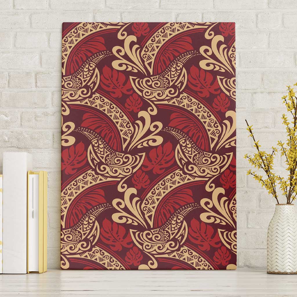 Luxury Red Monstera Canvas Wall Art Polynesian Tribal Pattern LT01 Without Frame Red - Polynesian Pride