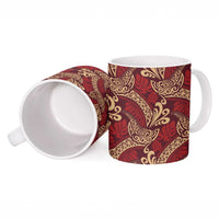 Luxury Red Monstera Ceramic Mug Polynesian Tribal Pattern LT01 - Polynesian Pride