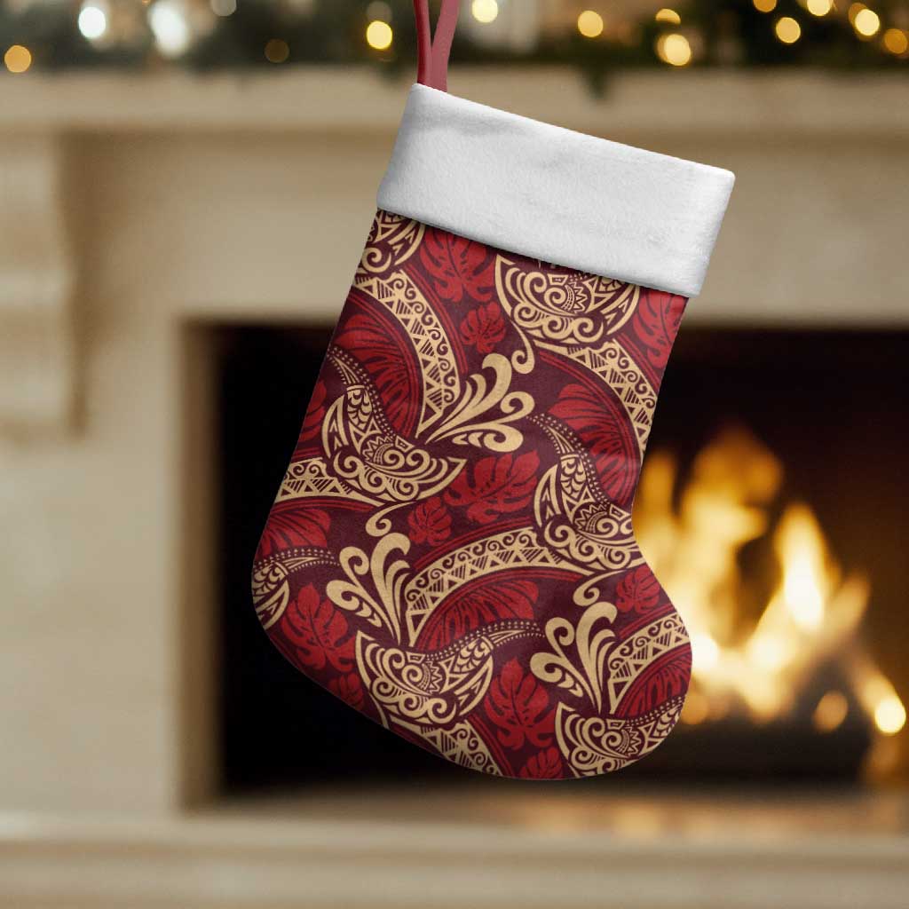 Luxury Red Monstera Christmas Stocking Polynesian Tribal Pattern LT01 Set of 2 Red - Polynesian Pride
