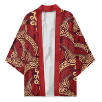 Luxury Red Monstera Kimono Polynesian Tribal Pattern LT01 Unisex Red - Polynesian Pride