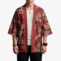 Luxury Red Monstera Kimono Polynesian Tribal Pattern LT01 - Polynesian Pride