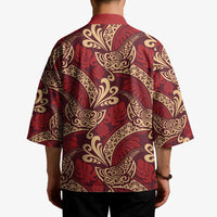 Luxury Red Monstera Kimono Polynesian Tribal Pattern LT01 - Polynesian Pride