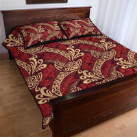 Luxury Red Monstera Quilt Bed Set Polynesian Tribal Pattern LT01 - Polynesian Pride