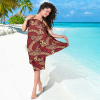Luxury Red Monstera Sarong Polynesian Tribal Pattern LT01 - Polynesian Pride