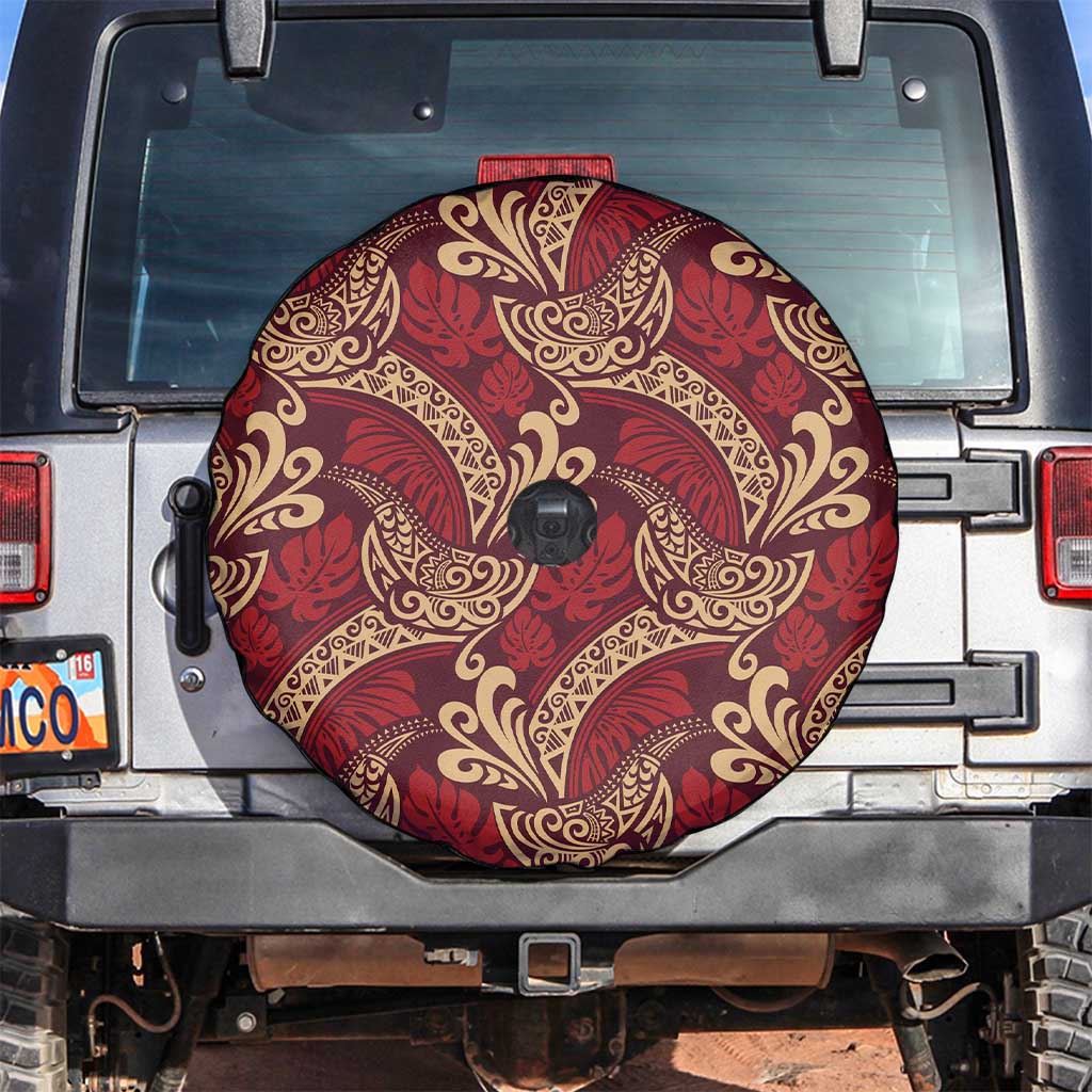 Luxury Red Monstera Spare Tire Cover Polynesian Tribal Pattern LT01 Red - Polynesian Pride