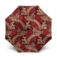Luxury Red Monstera Umbrella Polynesian Tribal Pattern LT01 One Size Folded 11.42 inch Opened Diameter 37.4 inch Red - Polynesian Pride