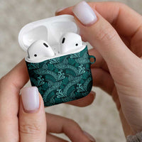 Teal Monstera AirPods Case Polynesian Tribal Pattern LT01 - Polynesian Pride