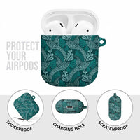 Teal Monstera AirPods Case Polynesian Tribal Pattern LT01 - Polynesian Pride