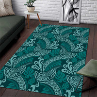 Teal Monstera Area Rug Polynesian Tribal Pattern LT01 Teal - Polynesian Pride