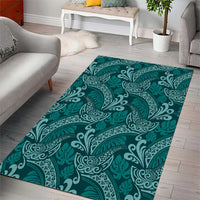 Teal Monstera Area Rug Polynesian Tribal Pattern LT01 - Polynesian Pride