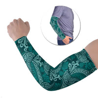 Teal Monstera Arm Sleeves Polynesian Tribal Pattern LT01 Set of 2 Teal - Polynesian Pride