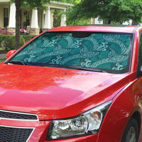 Teal Monstera Auto Sun Shade Polynesian Tribal Pattern LT01 - Polynesian Pride