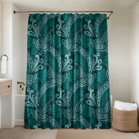 Teal Monstera Bathroom Set Polynesian Tribal Pattern LT01 Shower Curtain Only Teal - Polynesian Pride