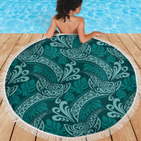 Teal Monstera Beach Blanket Polynesian Tribal Pattern LT01 - Polynesian Pride
