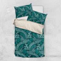 Teal Monstera Bedding Set Polynesian Tribal Pattern LT01 US Twin 172cm x 218cm Teal - Polynesian Pride
