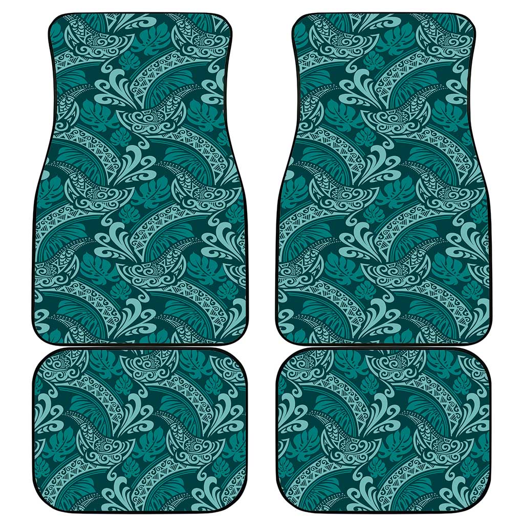 Teal Monstera Car Mats Polynesian Tribal Pattern LT01 - Polynesian Pride