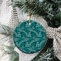 Teal Monstera Ceramic Ornament Polynesian Tribal Pattern LT01 - Polynesian Pride