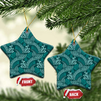 Teal Monstera Ceramic Ornament Polynesian Tribal Pattern LT01 Star Teal - Polynesian Pride