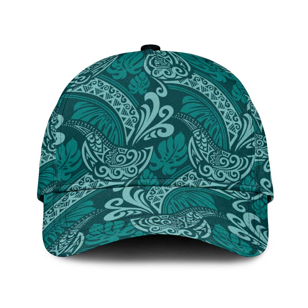 Teal Monstera Classic Cap Polynesian Tribal Pattern LT01 Universal Fit Teal - Polynesian Pride