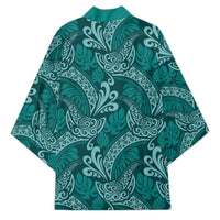 Teal Monstera Kimono Polynesian Tribal Pattern LT01 - Polynesian Pride