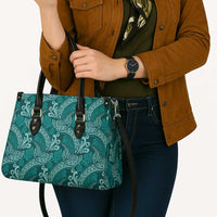 Teal Monstera Leather Bag Polynesian Tribal Pattern LT01 - Polynesian Pride