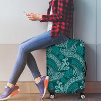 Teal Monstera Luggage Cover Polynesian Tribal Pattern LT01 - Polynesian Pride