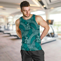 Teal Monstera Men Tank Top Polynesian Tribal Pattern LT01 Teal - Polynesian Pride